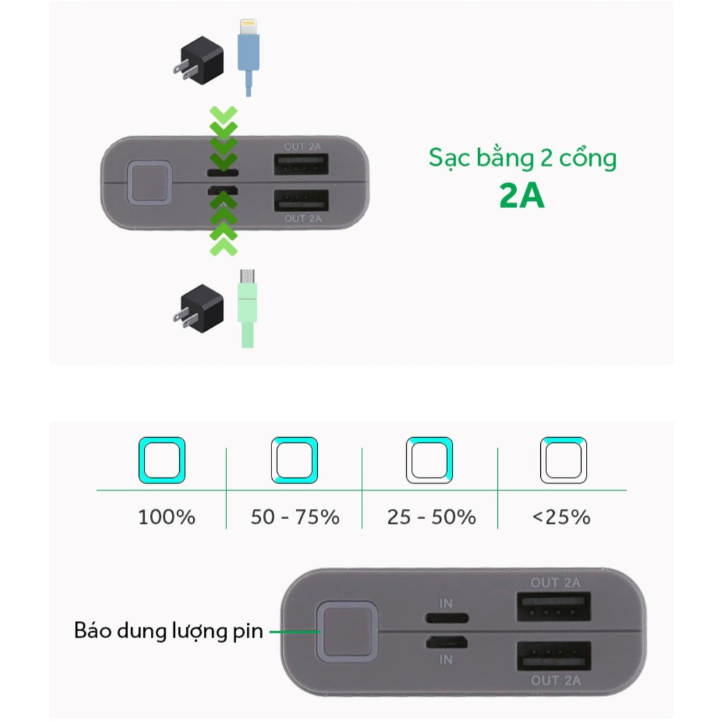 [Xả hàng]Sạc dự phòng Xmobile 10.000 mAh  LJ JP90S Nhôm Xám 98%(Lightning)