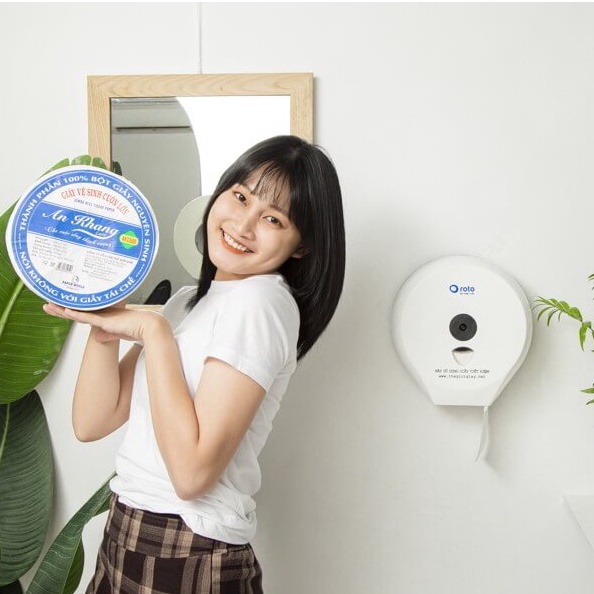 Hộp đựng giấy vệ sinh cuộn lớn gắn tường Roto Đen/Trắng Bảo hành 10 năm