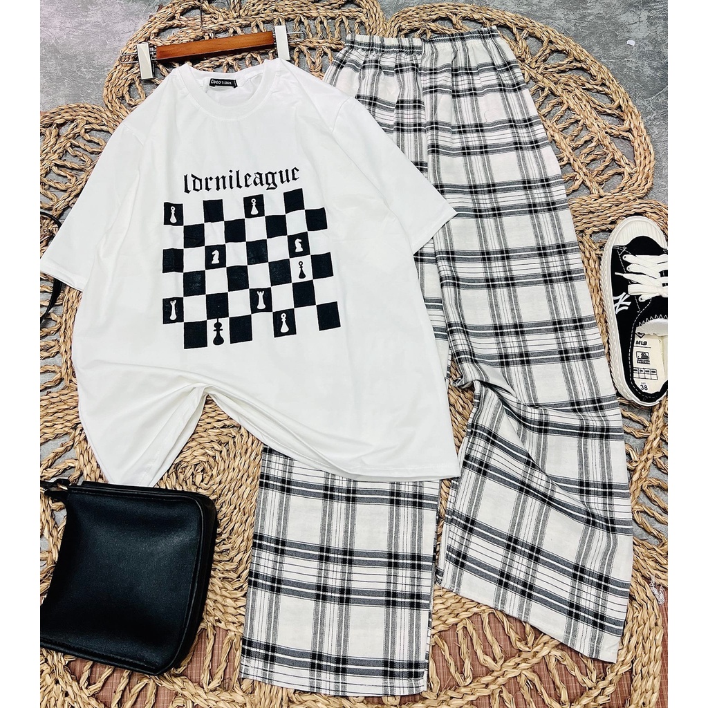 Áo Thun Bàn Cờ Trước - Áo thun tay lỡ form rộng Unisex 38-65kg Nam Nữ [ẢNH THẬT]