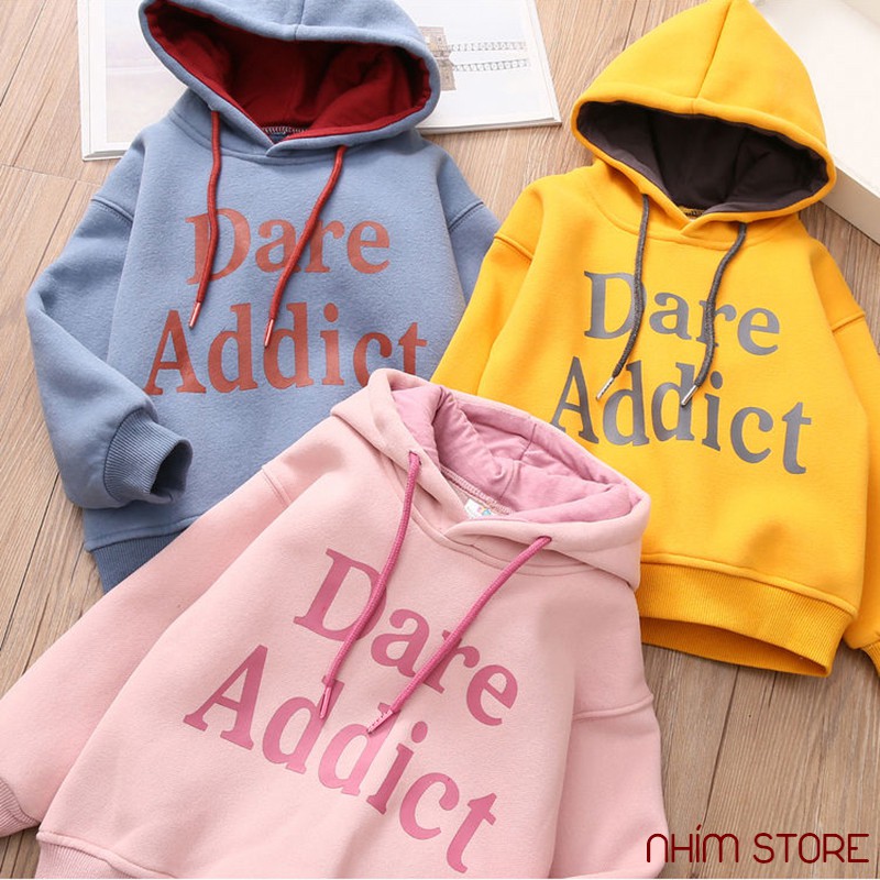 Áo hoodie dare mũ 2 lớp thời trang cho mẹ &amp; bé từ 15-55kg áo khoác trẻ em DARE