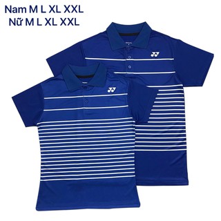 Áo cầu lông yonex cổ bẻ 2019 nam nữ xanh dương 1 áo