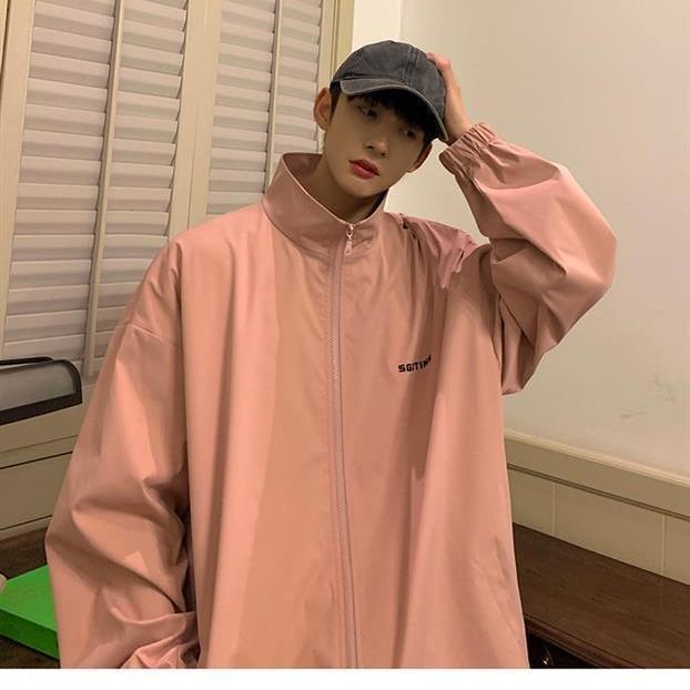 Áo khoác bomber dáng rộng cổ đứng màu trơn mẫu 2022 phong cách harajuku Hàn Quốc thời trang mùa xuân dành cho nam