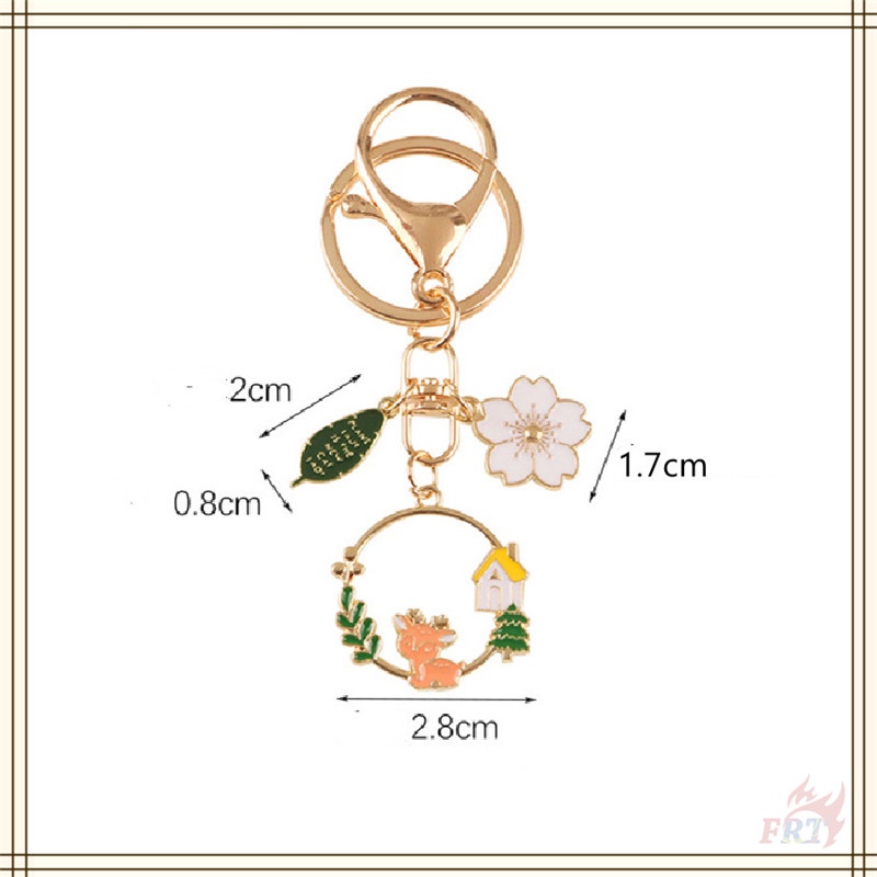 ✪ Ins - Móc Khóa Hình Động Vật Trên Cỏ Cỏ Mèo/Sóc/Thỏ/Hươu ✪ 1 Móc Khóa Hợp Kim Hình Lá Hoa Anh Đào 4 Kiểu Dáng Thời Trang Cho Vỏ Hộp Tai Nghe Không Dây Airpods