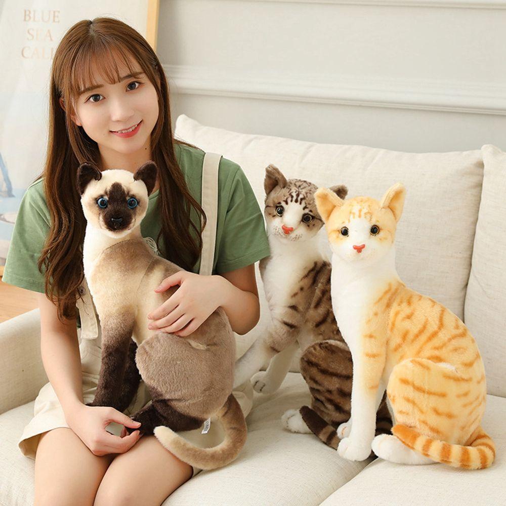 Mèo Nhồi Bông Mềm Mại 45cm Sống Động Như Thật Trang Trí Nhà Cửa