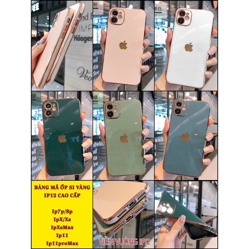 Ốp lưng viền màu Vuông Cạnh độ Iphone XsMax/xs max/11Promax/11/7plus/8plus/6plus/x/11pro/12promax lên iphone 12