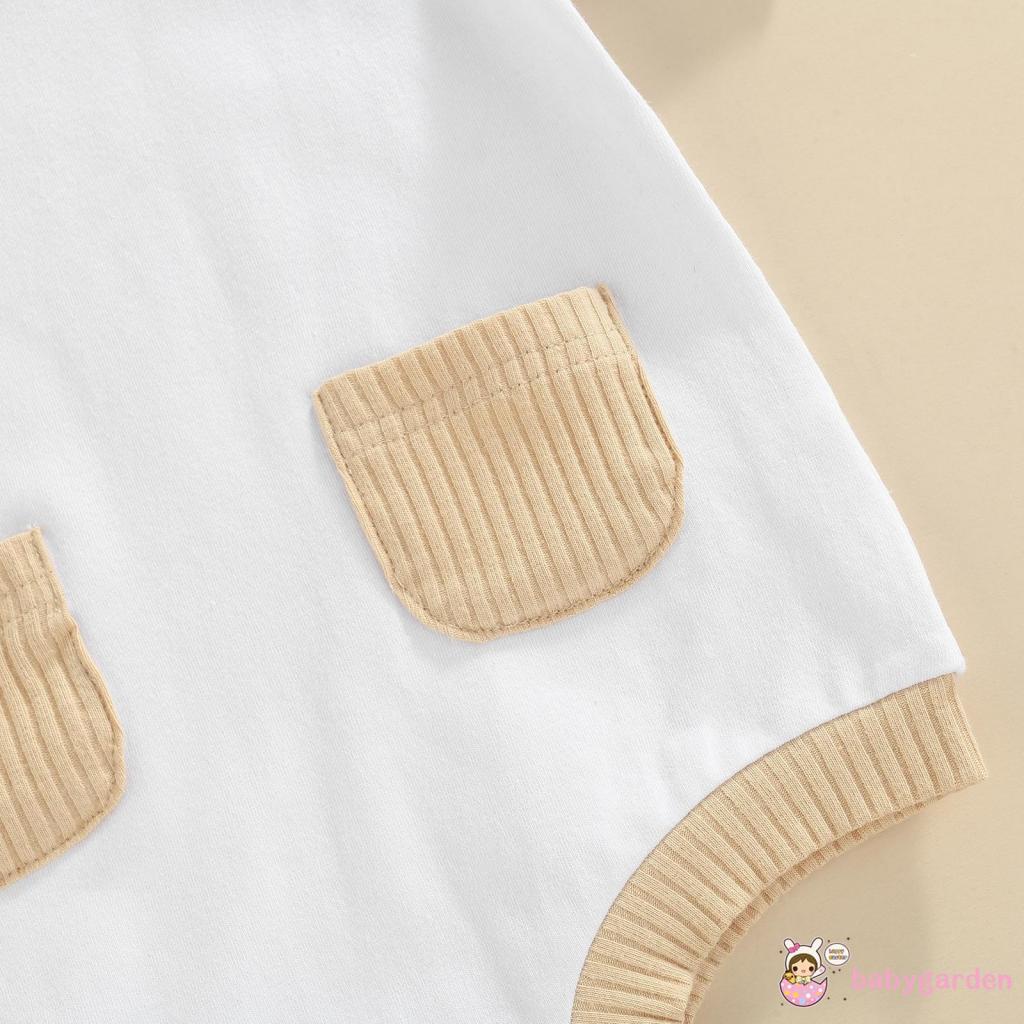 Áo Liền Quần Ngắn Tay Cổ Tròn Thời Trang Mùa Hè Cho Bé 0-12 Tháng Tuổi