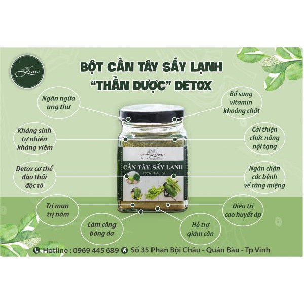 Bột Cần Tây Sấy Lạnh Nguyên Chất Hũ 150Gram LimFarm - Hỗ Trợ Giảm Cân , Thanh Lọc Cơ Thể , Giảm Mụn Mờ Thâm | BigBuy360 - bigbuy360.vn