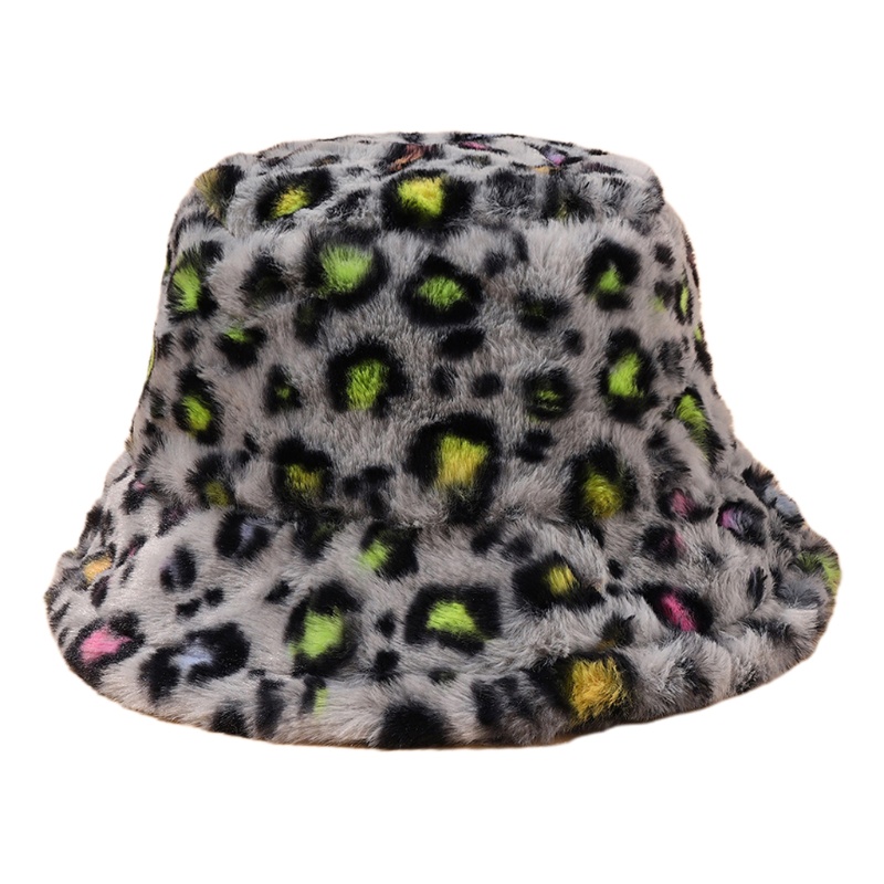 Nón Bucket Giữ Ấm in Họa Tiết Da Báo Màu Tương Phản