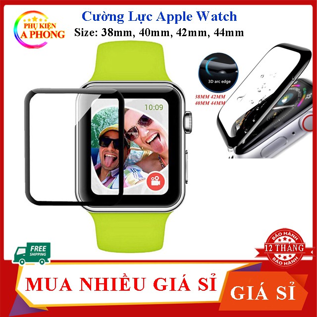 Kính Cường Lực Apple Watch Full Màn đồng hồ thông minh Series 1/2/3/4/5/6 có các size 38mm/40m/42mm/44mm