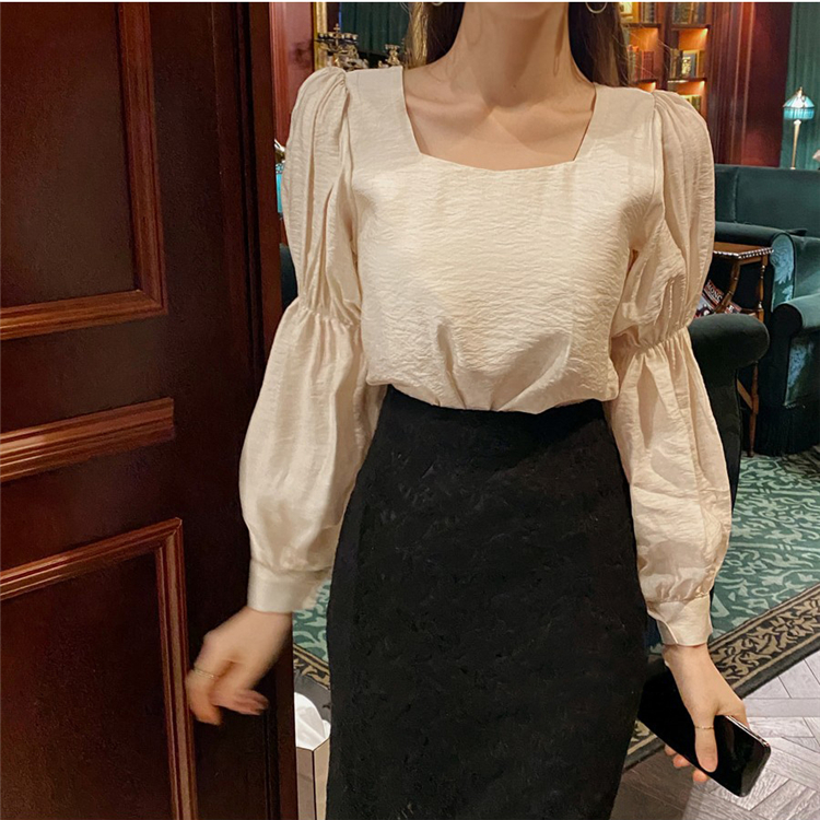 Xiaozhainv Áo Nữ XIAOZHAINV Tay Dài Cổ Vuông Thời Trang Thanh Lịch