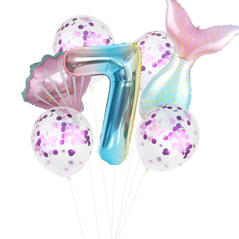 Bộ 7 Bong Bóng Hình Nàng Tiên Cá Xinh Xắn