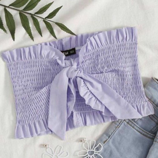 Áo ống nhún kèm dây buộc mặc được nhiều kiểu | BigBuy360 - bigbuy360.vn