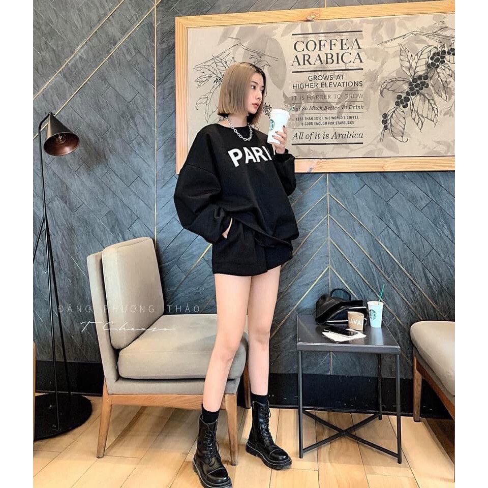 Áo sweater GẤU 194 vải thu đông co dãn, dày dặn mềm mịn form rộng phong cách Uniex - PARIS | BigBuy360 - bigbuy360.vn