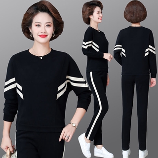 Bộ Đồ Thể Thao Hai Món Dáng Rộng Thời Trang Xuân Thu Dành Cho Phụ Nữ Trung Niên