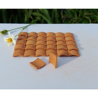 100 viên - ngói âm dương mini 15x15x2mm, gạch ngói đất sét nung mô hình, tiểu cảnh.