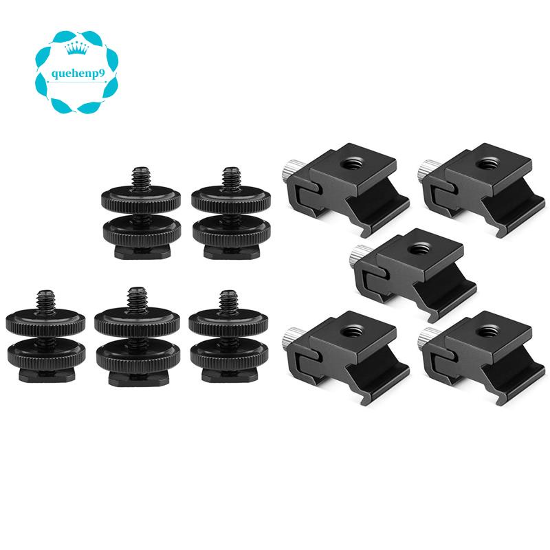 Bộ 5 Phụ Kiện Chuyển Đổi Và 5 Đế Bằng Kim Loại Cho Đèn Flash Máy Ảnh 1/4 Inch