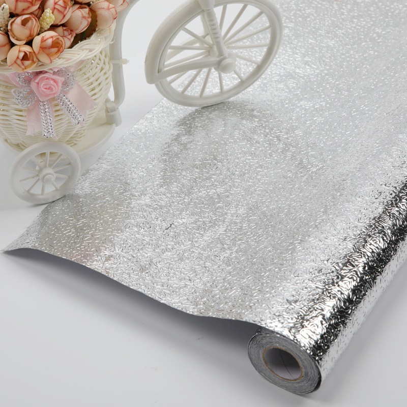 Cuộn 2m DECAL BẠC dán bếp chống thấm tiện lợi ( loại nhăn 2m* 60cm)
