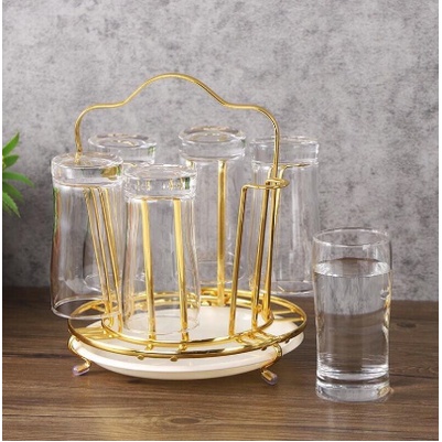 Úp cốc tròn mạ vàng có khay hứng nước KT: 24x20cm (Ảnh thật)