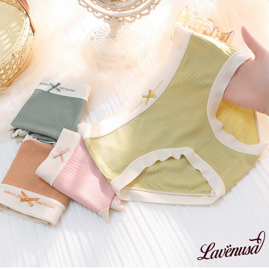 Quần lót nữ gân tăm viền su siêu mát mềm mại thoáng khí cao cấp LAVENUSA QL77