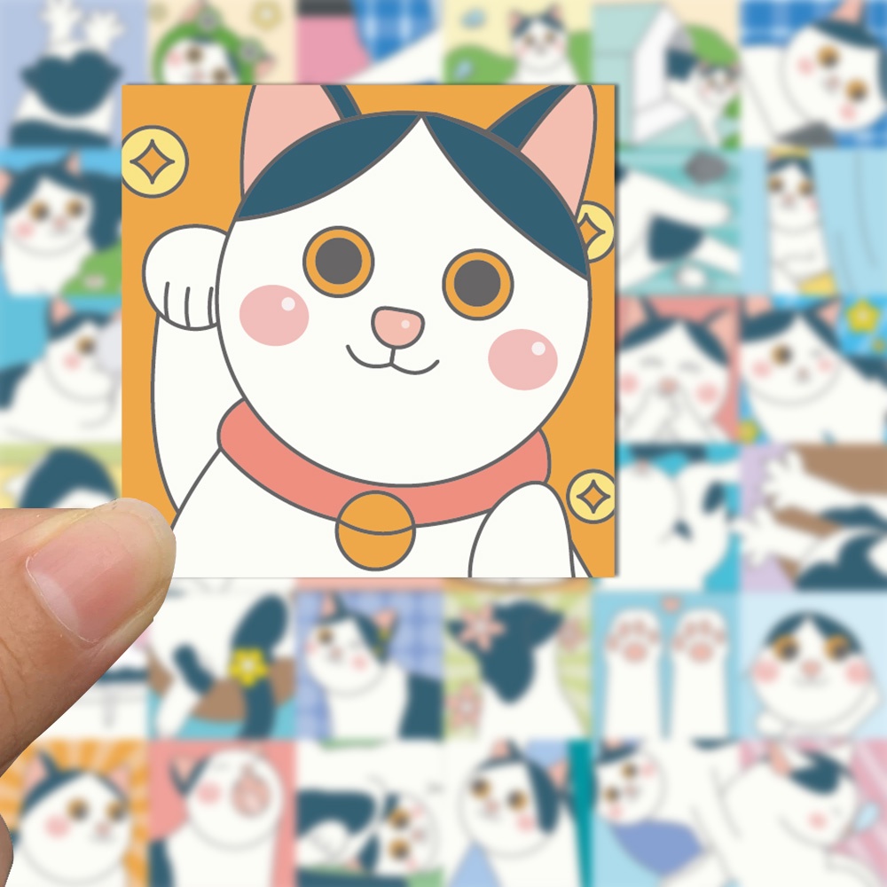 Bộ 50 Miếng Dán Trang Trí laptop / Điện Thoại Hình Mèo Hoạt Hình Chống Thấm Nước
