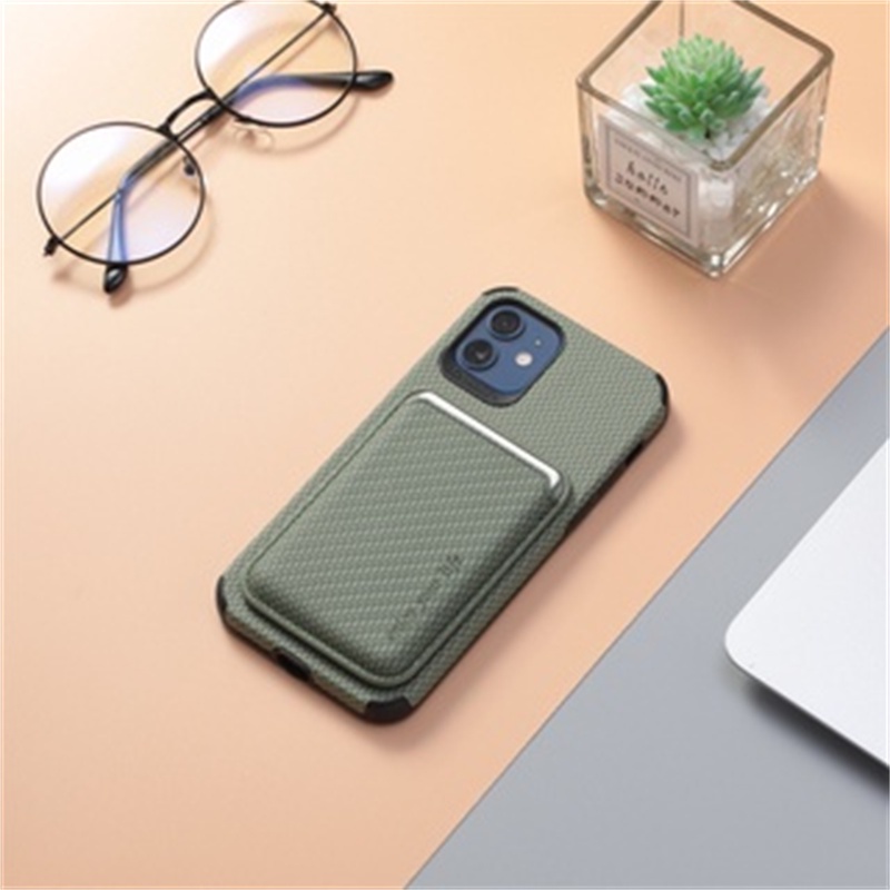Phù Hợp Ốp Điện Thoại Họa Tiết Sợi Carbon Kèm Ngăn Đựng Thẻ Từ Tính Cho IPhone 13 Pro Max 12 12