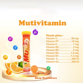 Viên sủi bổ sung vitamin MULTIVITAMIN Vị Cam, tăng sức đề kháng, Tuýp 20 viên - Sản phẩm Chính Hãng