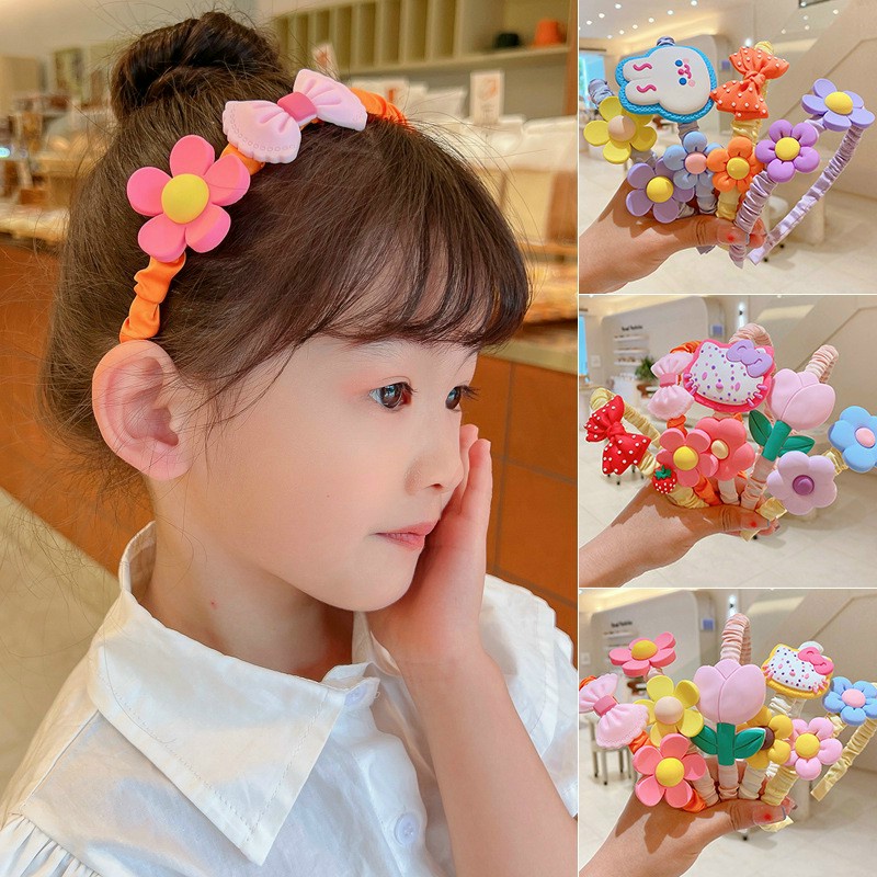 Bờm Xược Tóc Cho Bé Gái Bông Hoa Kèm họa Tiết