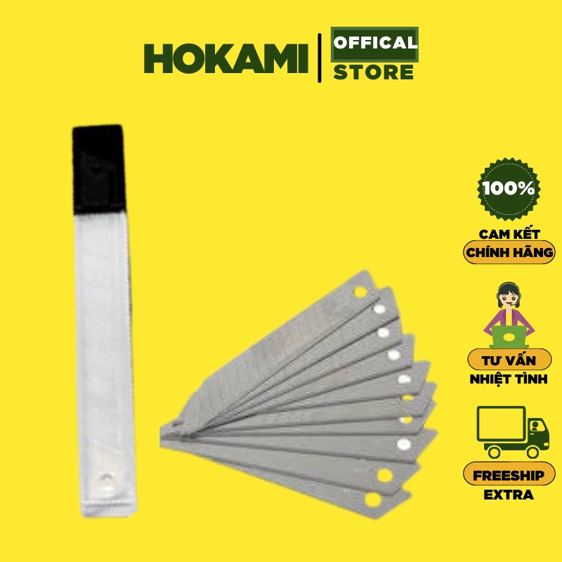 Hộp 10 lưỡi dao rọc giấy loại to 18mm và Dao dọc giấy giá siêu rẻ - HOKAMI STORE
