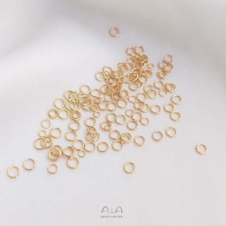 Set 100 Chiếc Nhẫn Hở Mạ Vàng 14K Bằng Thép Titan Độ Cứng Cao Làm Trang Sức Thủ Công diy