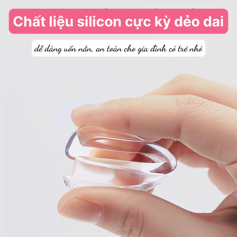 Combo 4 miếng bịt góc bàn, bọc cạnh bàn kính, cạnh tủ vuông bằng silicon an toàn cho bé