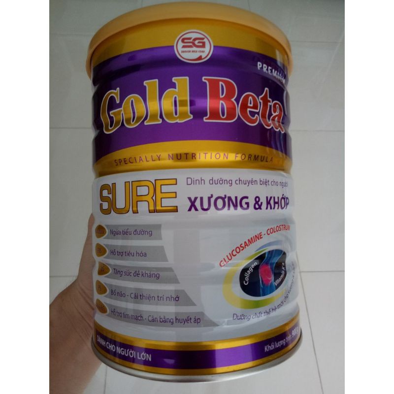 3 lon sữa xương khớp cho người già Gold Beta Sure xương khớp 900g bổ sung tổ yến và sữa non