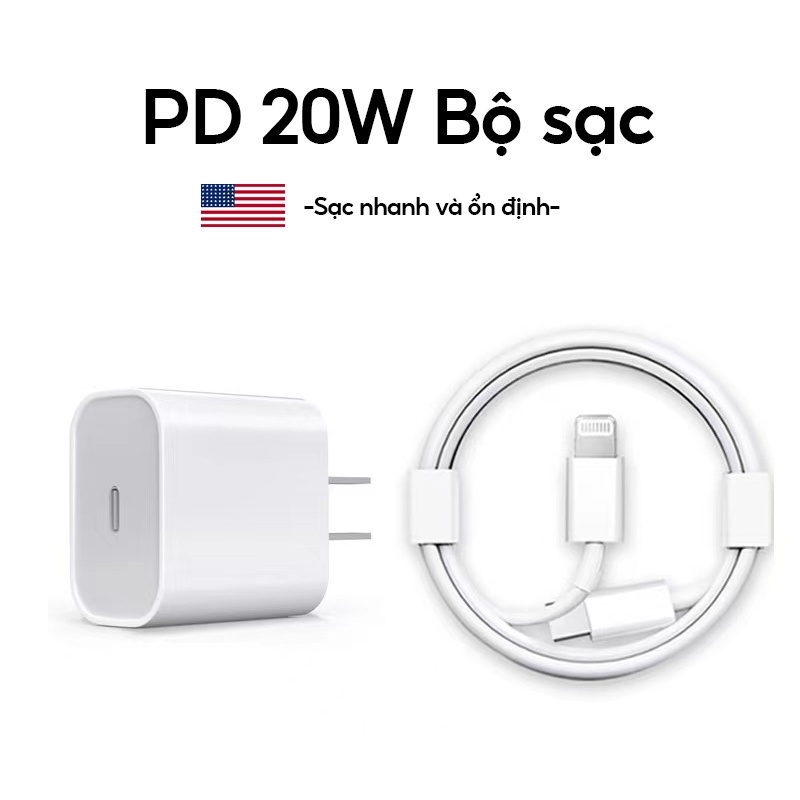 (PD 20W)(BH 12 tháng) Sạc Nhanh PD 20W USB-C To (Hỗ Trợ Công Suất Tối Đa IP12,13),Cáp Sạc Nhanh + Củ Sạc Nhanh