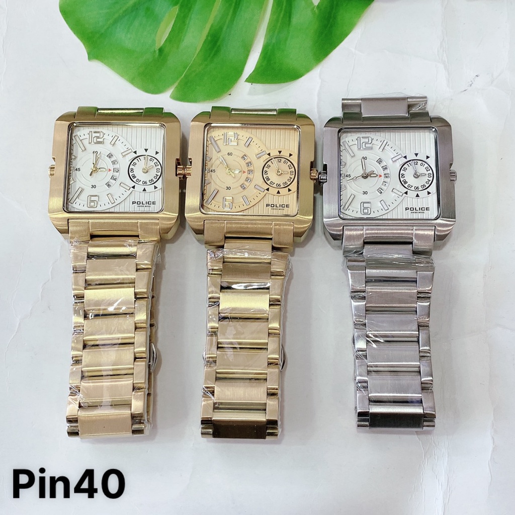 Đồng Hồ Nam Police 5 Kim - 2 Máy , Dây Thép , Size 40mm , 8 Màu