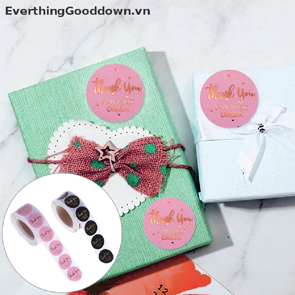 Everthinggooddown 500 Miếng Dán Hình Trái Tim Cảm Ơn Màu Đen Hồng Làm Bằng Tay