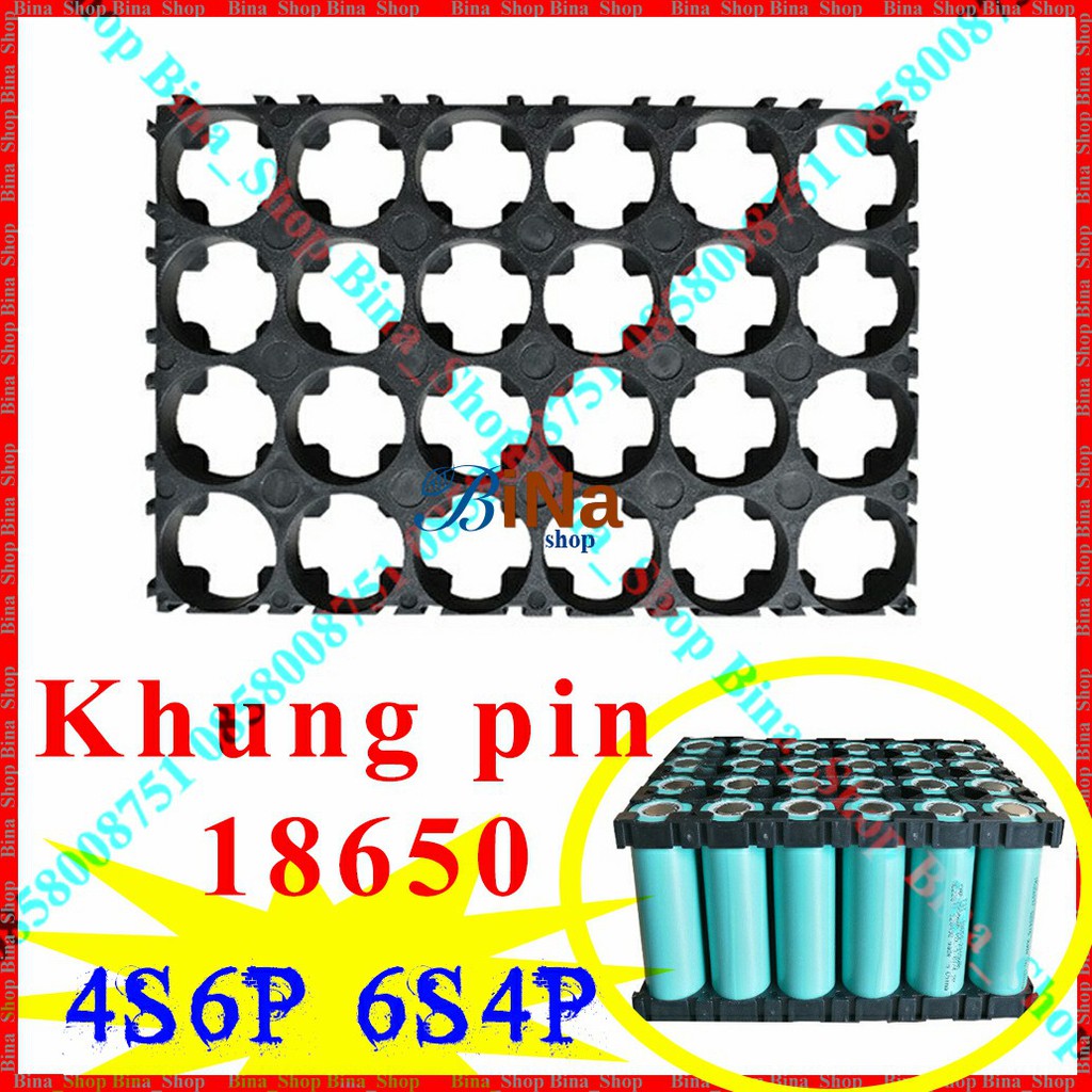 Khung gắn pin 4x6 Khay giá đỡ pin 18650 4S 6P