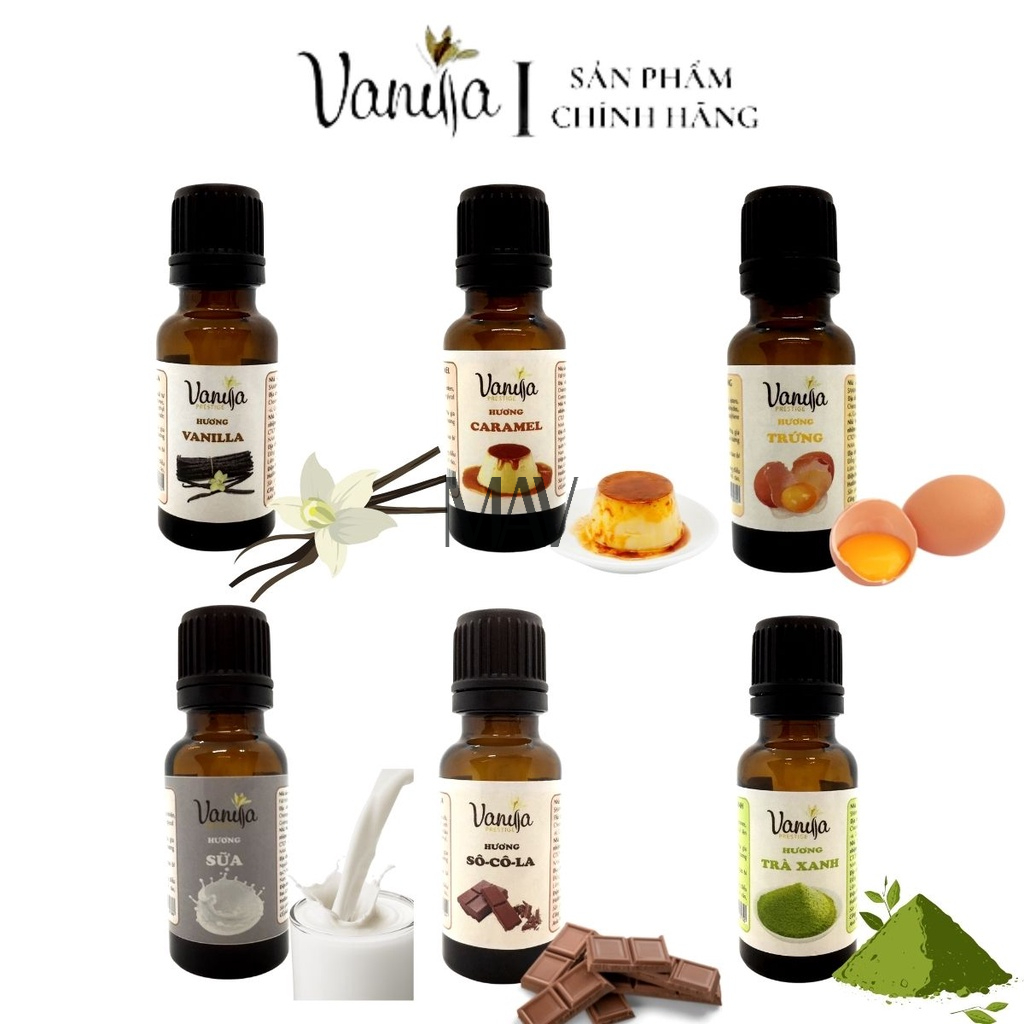 Combo 3 Hương Liệu Thực Phẩm 6 Mùi: Vani, Trứng, Matcha, Caramel, Sữa, Socola   - Hương Liệu Hàn Quốc