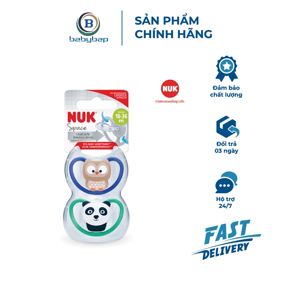 Bộ 2 Ti Giả NUK Space Silicone An Toàn, Siêu Mềm Và Khó Rách