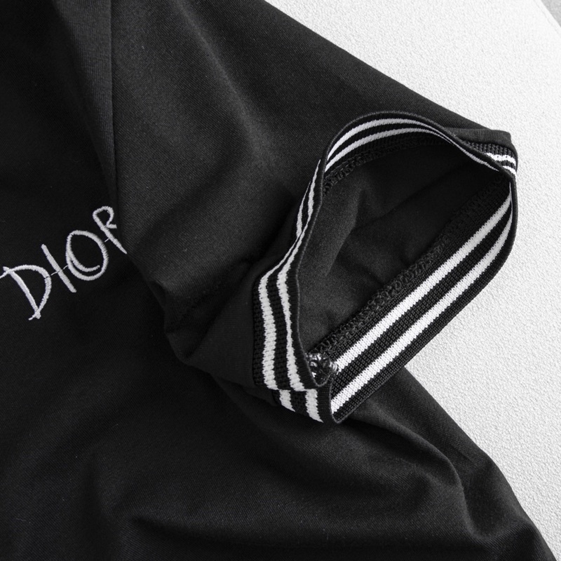 Áo Polo nam cao cấp thêu chữ Dior có cổ chất Cotton thoáng mát hai mầu đen trắng đủ size