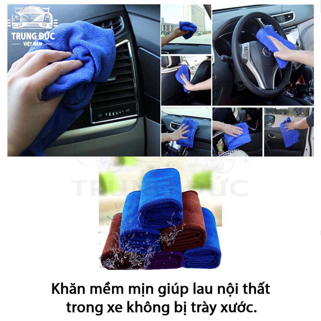 Khăn lau đa năng TRUNGDUCVN sợi microfiber mềm mịn siêu thấm hút lau bếp lau tủ khăn lau xe hơi (giao màu ngẫu nhiên)