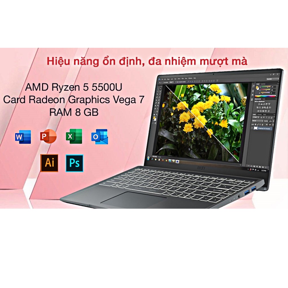Laptop MSI Modern 14 B5M 202VN/R5 5500U/8GB/512GB/14"FHD/Win 11