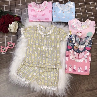 Bộ thô lụa pha ren cho bé gái (kèm bảng size hình cuối)