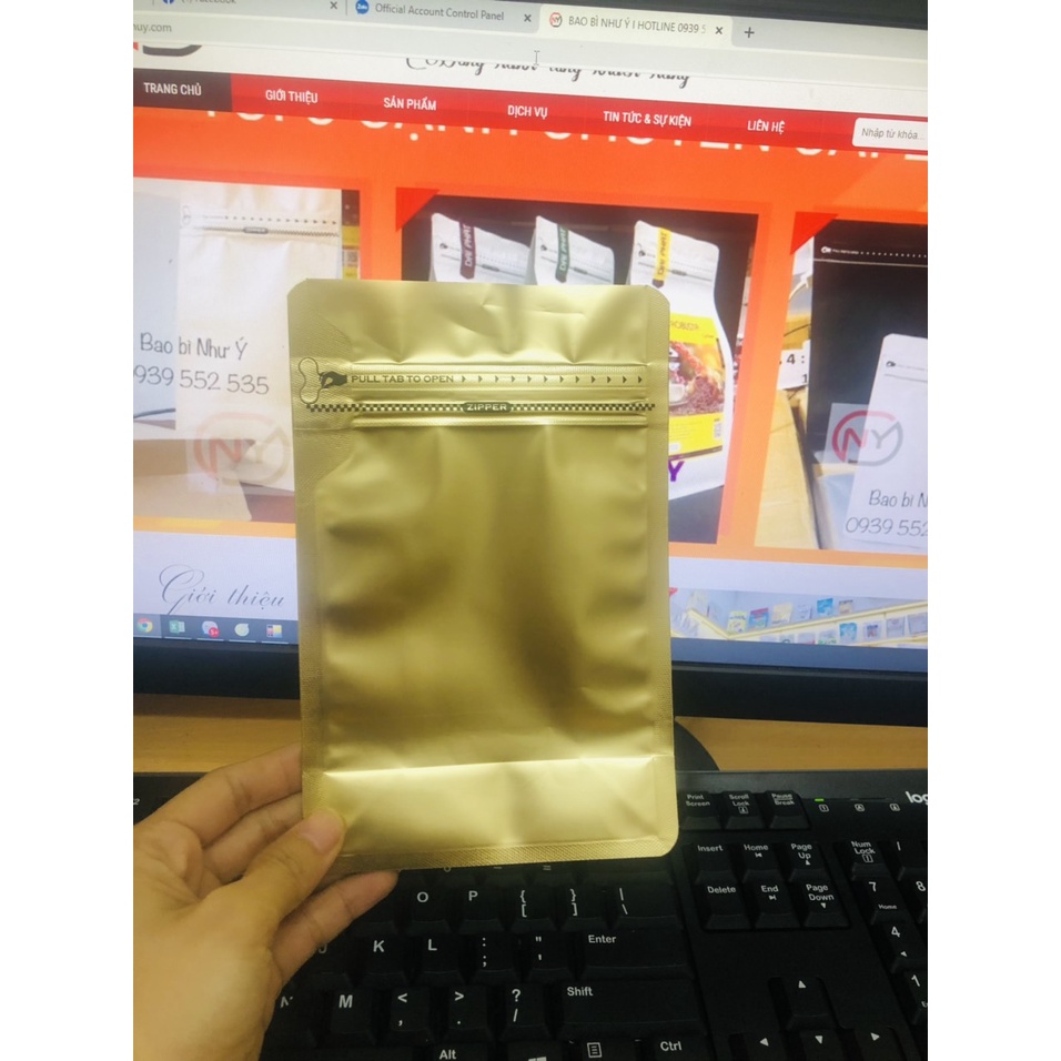 1Kg túi zipper 8 cạnh cafe