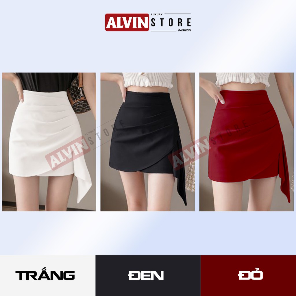 Chân Váy Chữ A Ngắn Xếp Ly Dáng Ôm Màu Đen, Trắng Bèo Hông Phong Cách Hàn Quốc Đẹp Alvin Store 13003