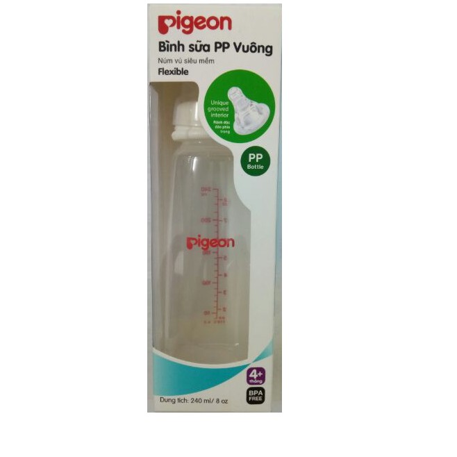 Bình sữa Pigeon PP vuông nhựa cao cấp 240ml BS048