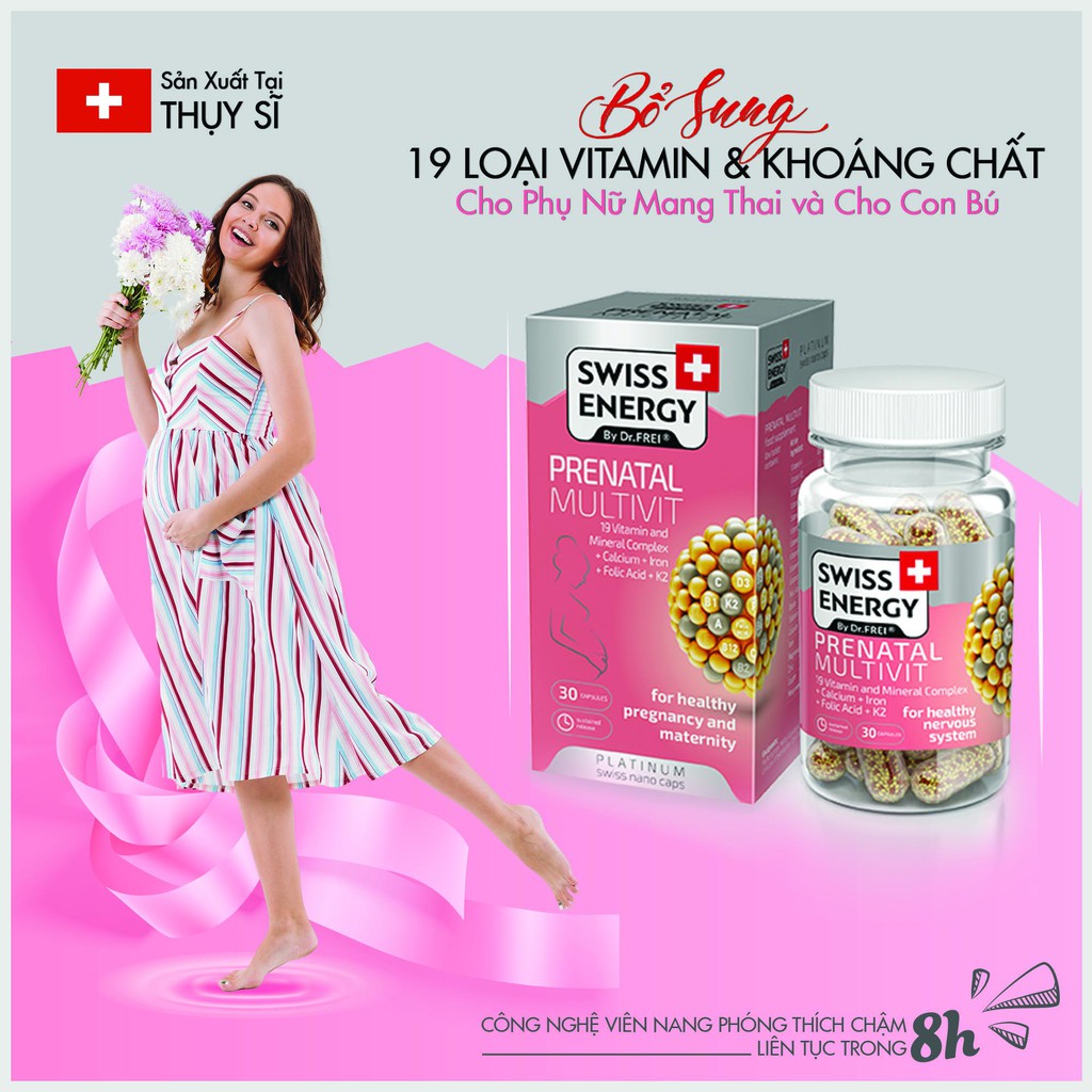 Viên Nang Bổ Sung Vitamin Cho Phụ Nữ Mang Thai Và Cho Con Bú - Swiss Energy Prenatal Multivit (30 Viên)