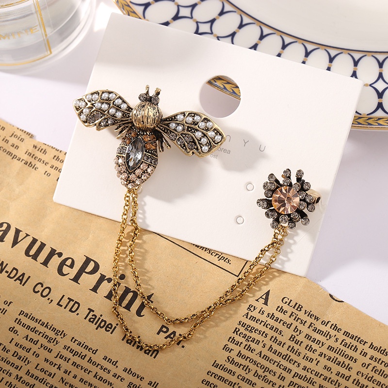 Ghim Cài Áo Hình Con Ong Đính Đá Pha Lê Thời Trang Cho Nam Nữ