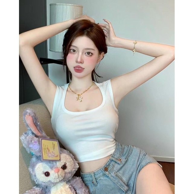 ÁO CROPTOP - ÁO BA LỖ cổ vuông có mút ngực (hàng loại 1)
