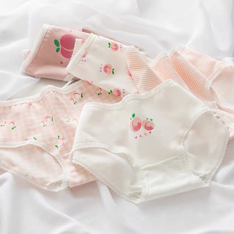 [Có Bigsize] Quần Lót Nữ Cotton Quả Đào  Sét 5 Quần Lót Nữ Dễ Thương Xinh Màu Hồng Xinh Xắn Mainia Shop
