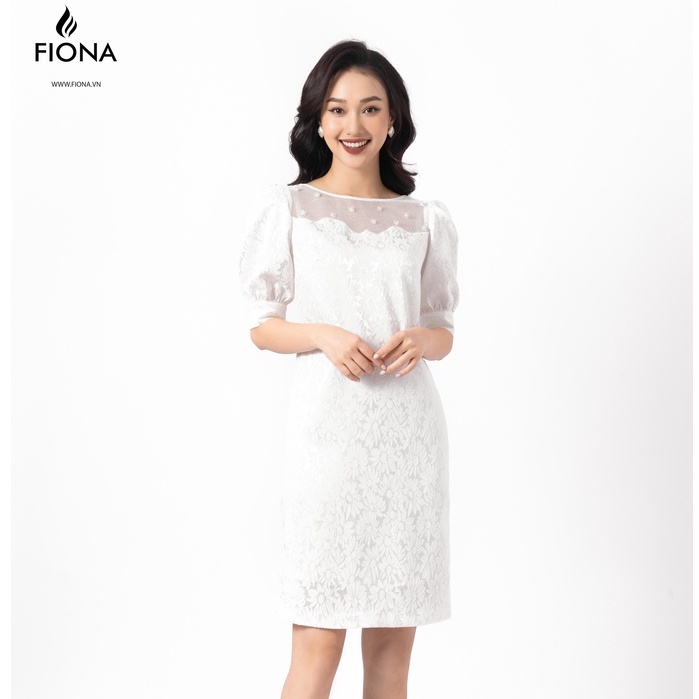 Đầm Gấm Nữ FIONA, Đầm Thiết Kế Tay Bồng Nữ Tính Thanh Lịch Mã F450779