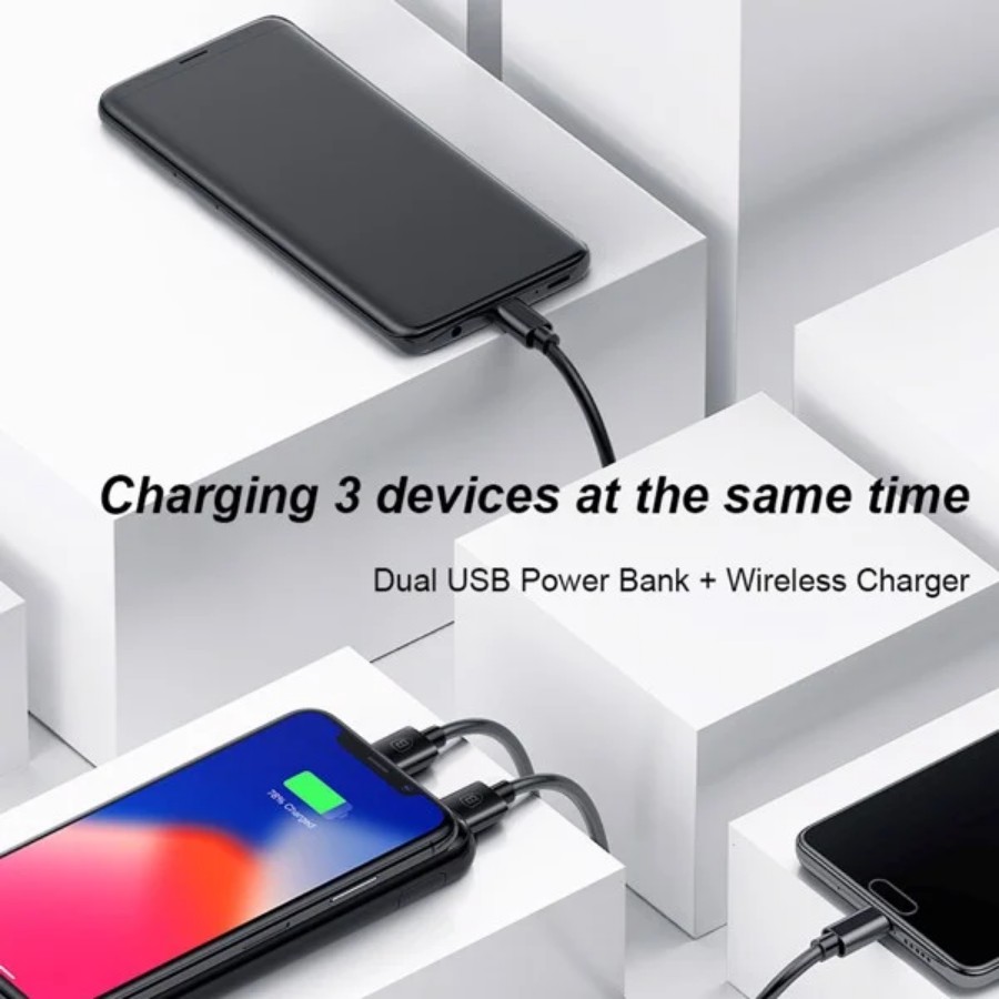 Pin sạc dự phòng không dây 8000 mAh Baseus cho iPhoneX (LCD Qi Wireless Charger, 2A, Power Bank) -  LV197